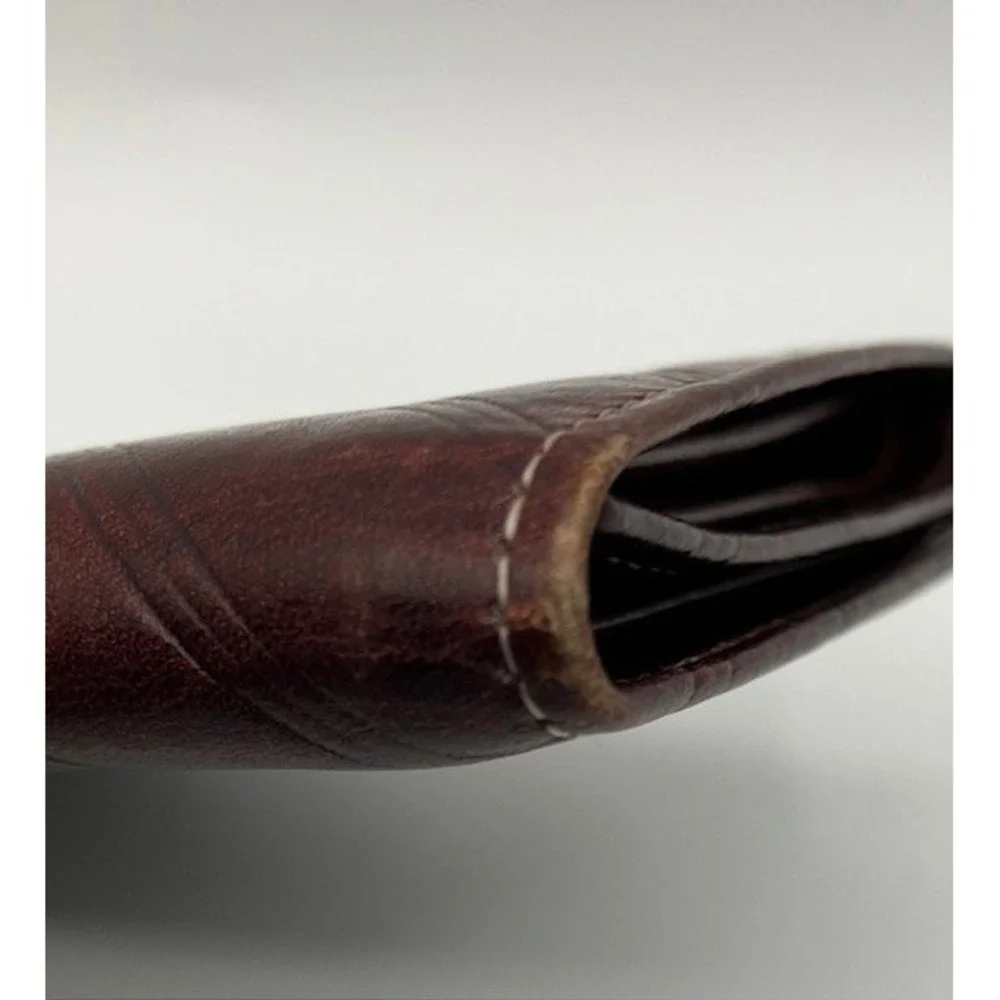 Prince Gardner Leather Tri-Fold Wallet Burgundy‎ Stripe Key Holder VTG 1980's
